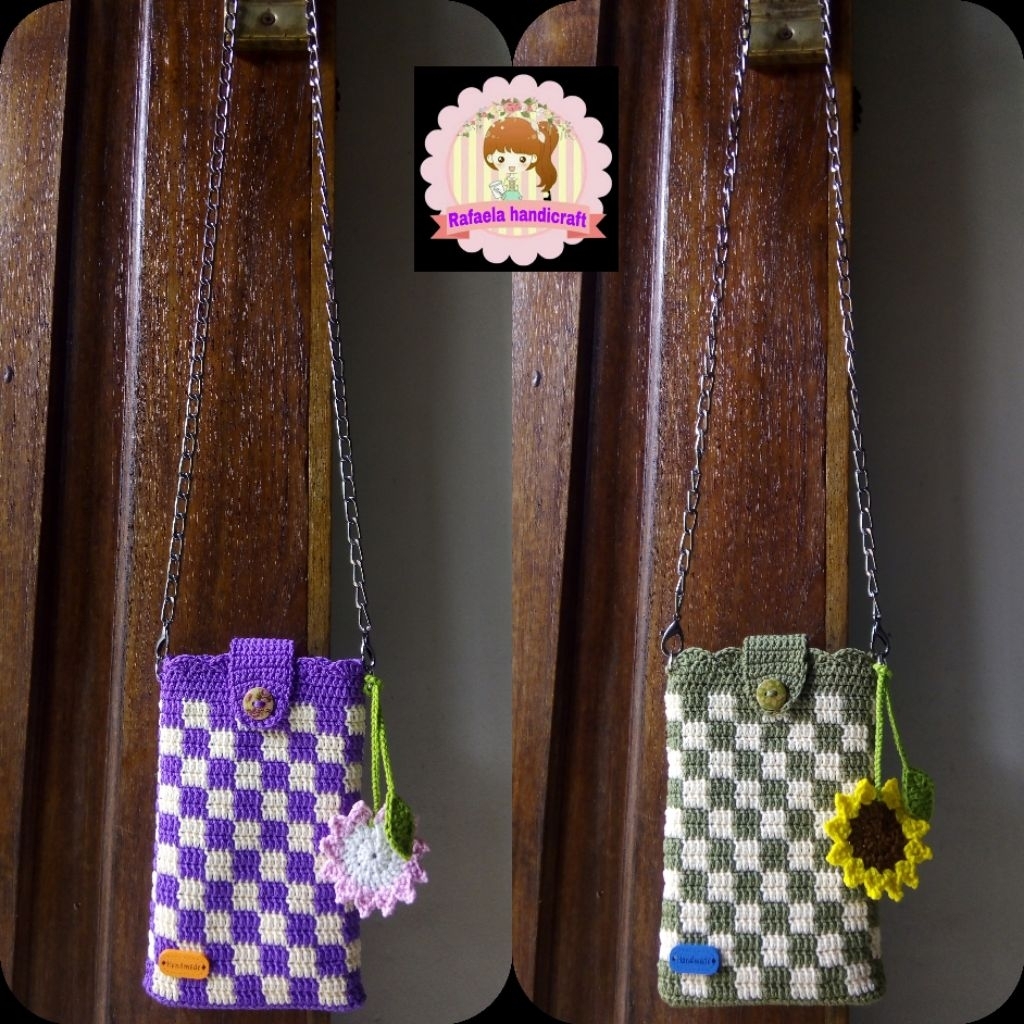 Tas rajut selempang/Tas rajut handmade/Tas HP rajut
