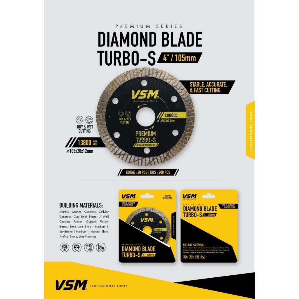 Diamond Wheel Turbo / Pisau Potong Granit & Keramik 4" VSM