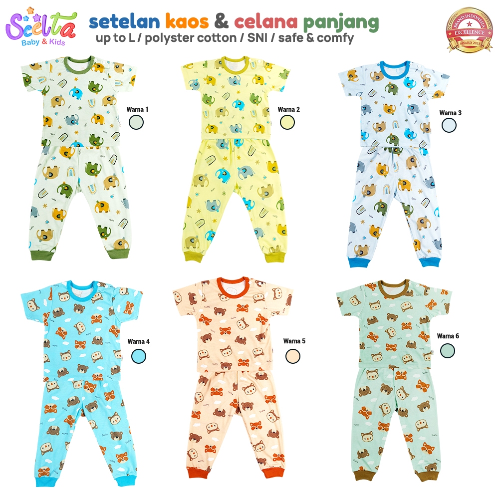 Scelta Baby - Setelan Bayi Lengan Pendek Dan Celana Panjang Katun Poliester Size M L | STL SC 351 CP
