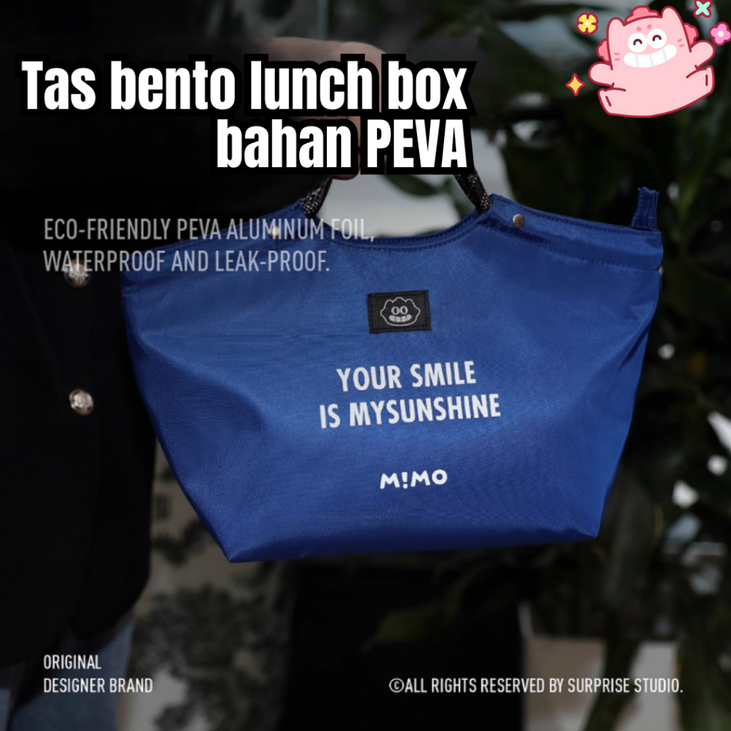 MIMO Tas Bekal Bento Lunch Box Makanan  Aesthetic Dewasa Anak Kapasitas Besar Anti Air PEVA