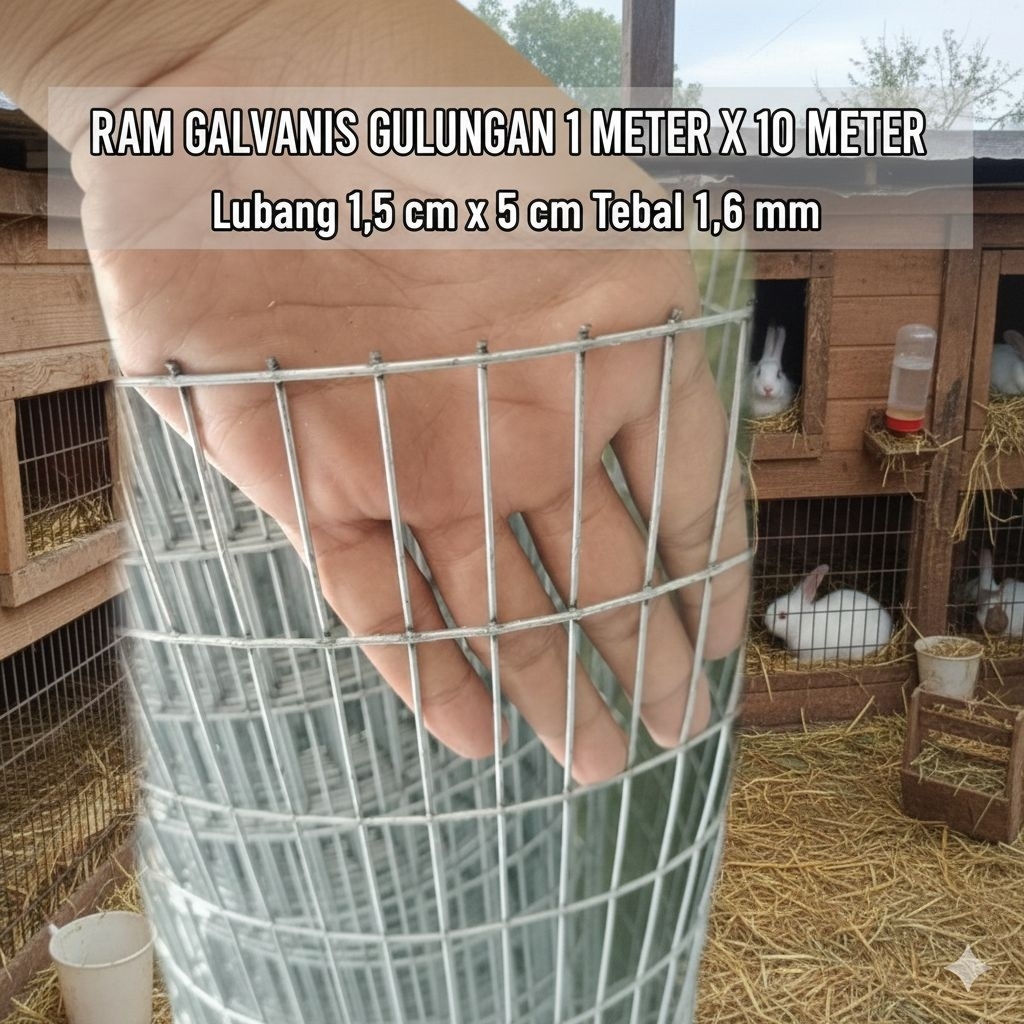 Kawat Ram Galvanis 1 meter x 10 meter.{BEVA 2015} Lubang 1,5 cm x 5 cm