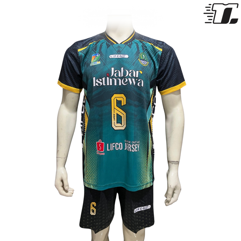 Jersey Olahraga Volly Voli Pria Lifco Jawa Barat Istimewa Green Yellow Series  – Bahan Premium Olymp