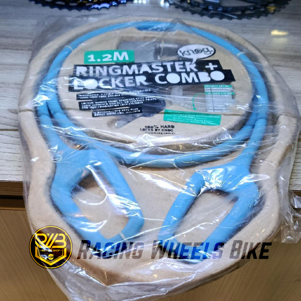 Knog Kunci Gembok Sepeda /Motor Ringmaster + Locker Combo 1.2m Blue