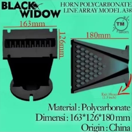 Black Widow Horn Tweeter Corong Line Array Pro A38 Horn Propesional Mini Harmonika Exits38mm