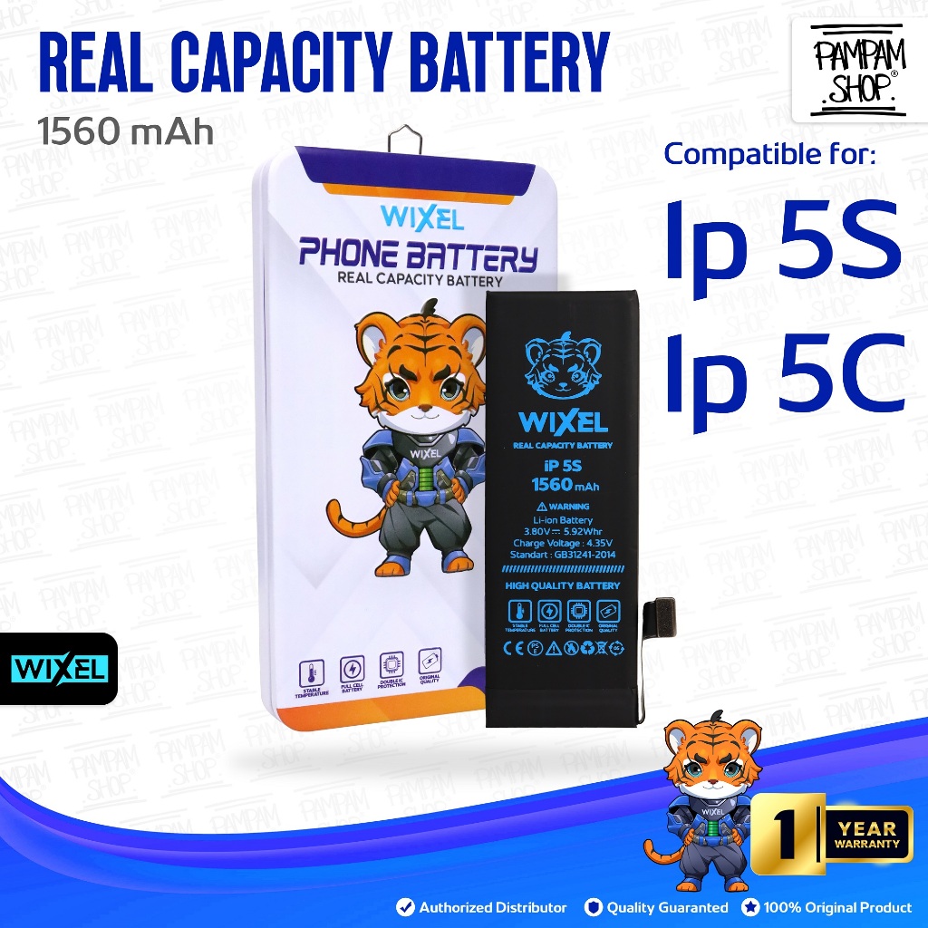 WIXEL ORIGINAL Baterai Iphone 5S Iphone 5C Batre Batrai Battery Dual Double Power HP Handphone Apple