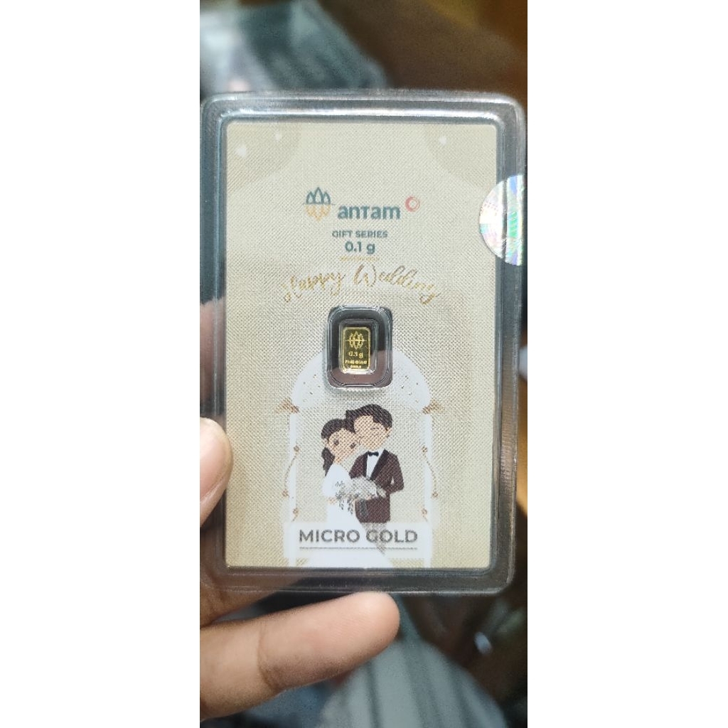 Logam mulia emas Antam 0,1 gram. Emas 24 karat 999,9