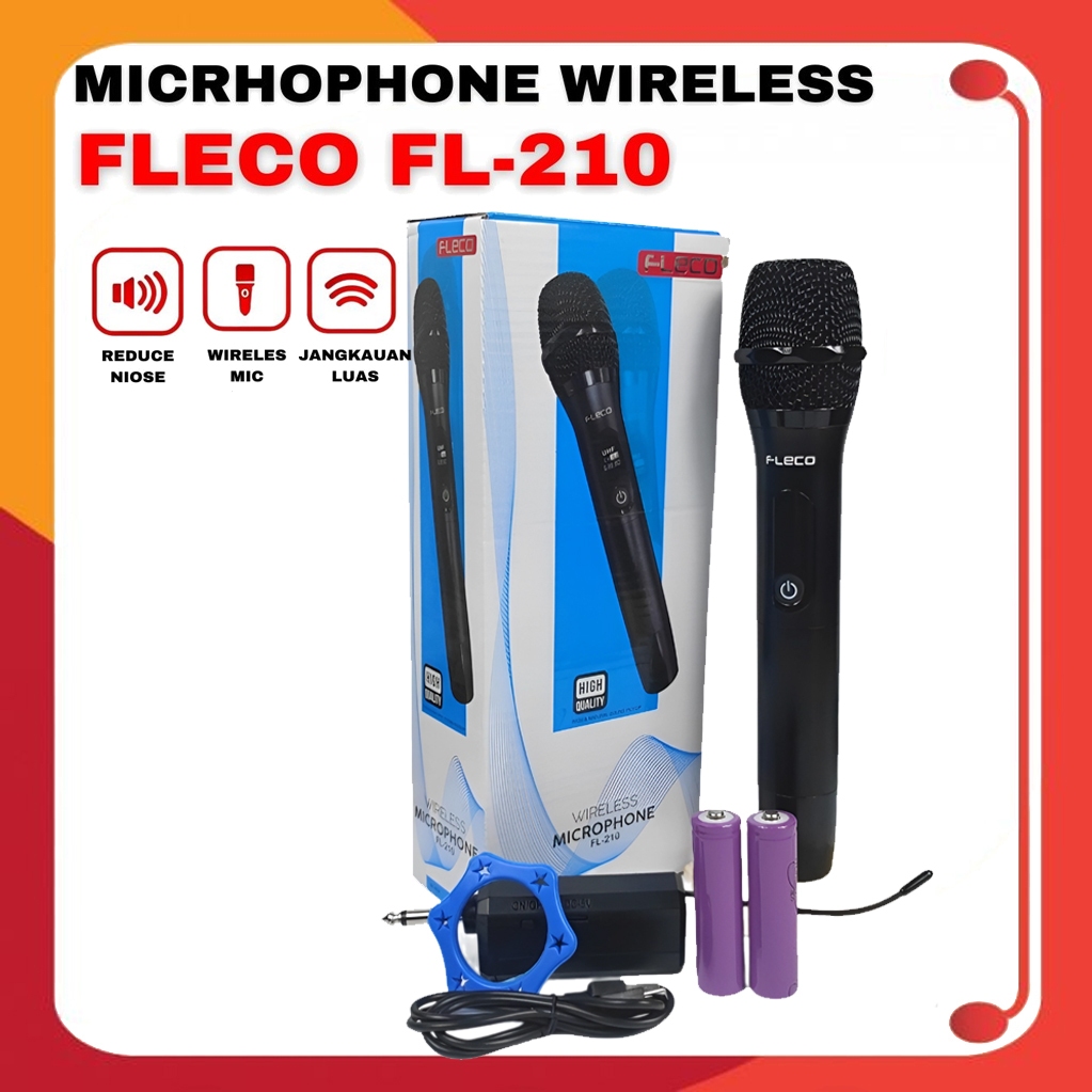 Mic Mikrophone Single Wireless Fleco FL-210 Mic Tanpa Kabel Mic Karaoke