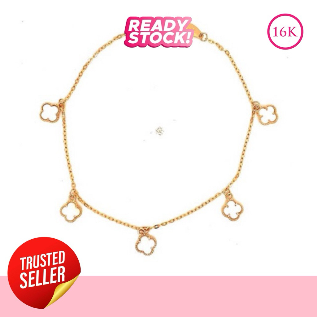 Gelang Vancleef Batu Putih-Emas 16k