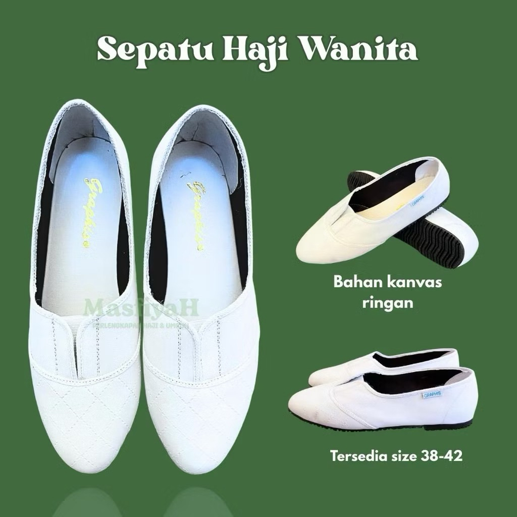 SEPATU HAJI WANITA SEPATU THAWAF SEPATU HAJI SEPATU UMRAH FLAT SHOES SEPATU PUTIH SEPATU FLAT SEPATU