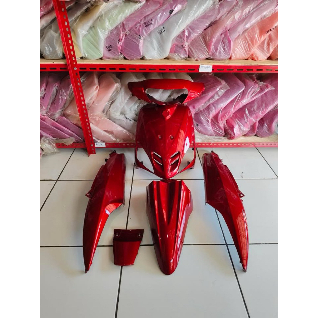 full set body halus mio sporty warna merah maroon