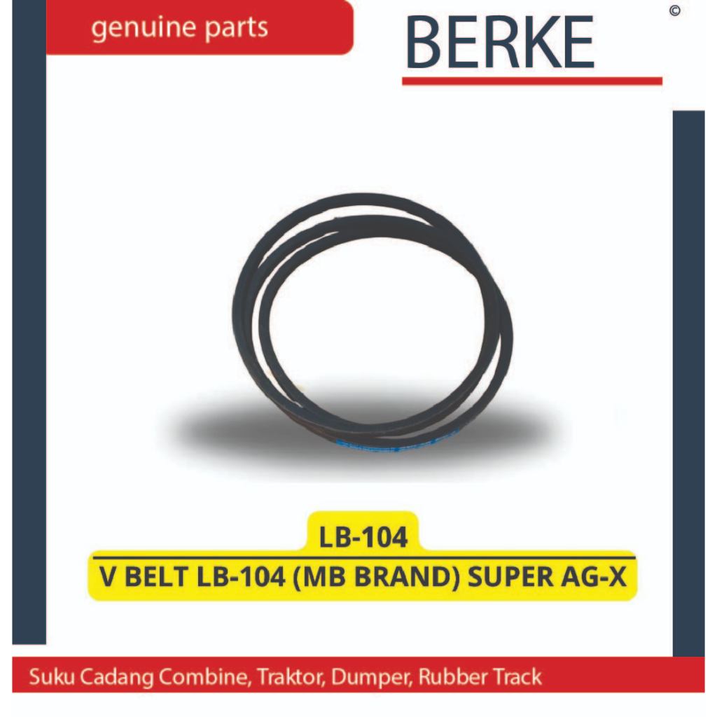 V BELT LB-104 (MB BRAND) SUPER AG-X / LB-104 Suku Cadang Sparepart Combine Harvester