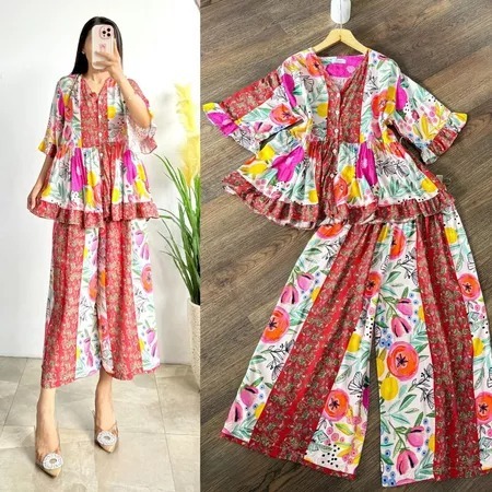 MELSYA SET RAYON 7/8 LD 110 / SETELAN RAYON MOTIF KEKINIAN /SETELAN WANITA CELANA KULOT / ONE SET WA