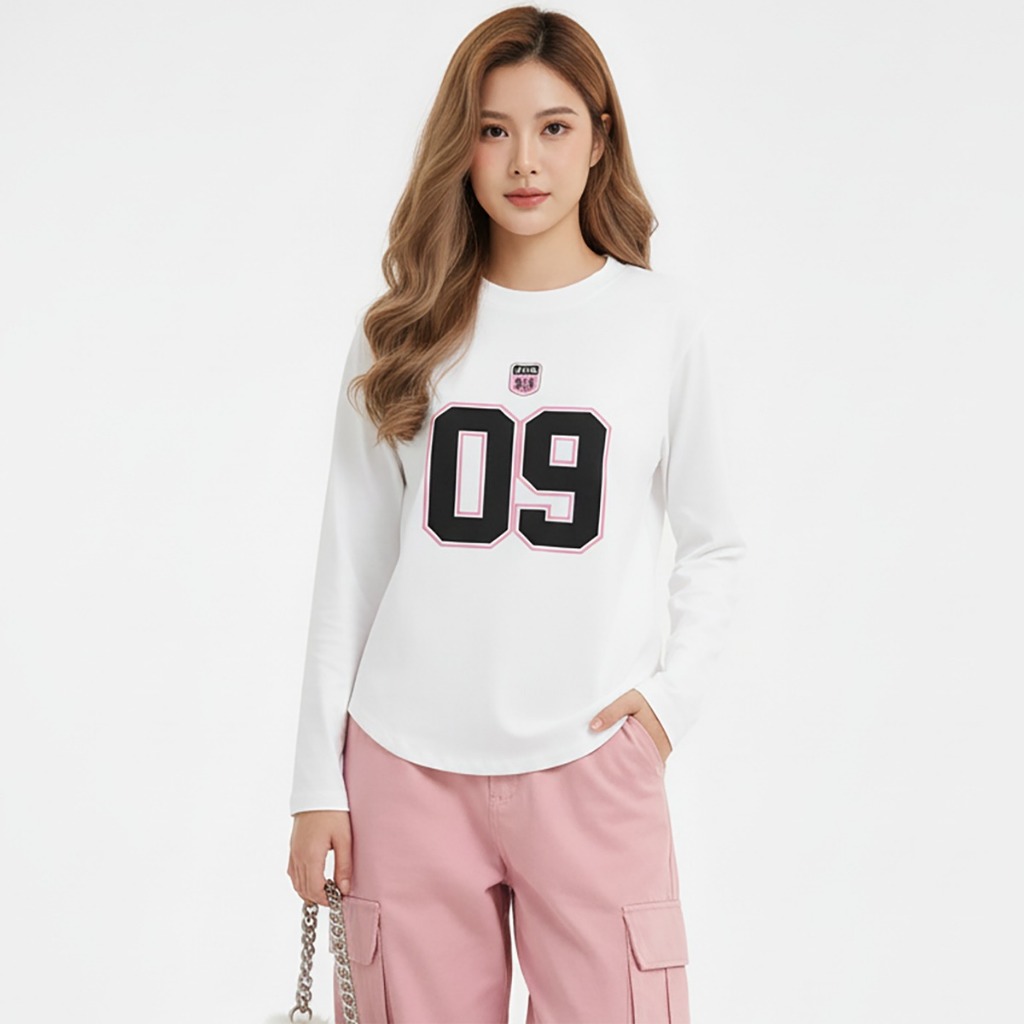 Kaos Oval Lengan Panjang/Kaos Polos Oval/Kaos Oval Motif Angka