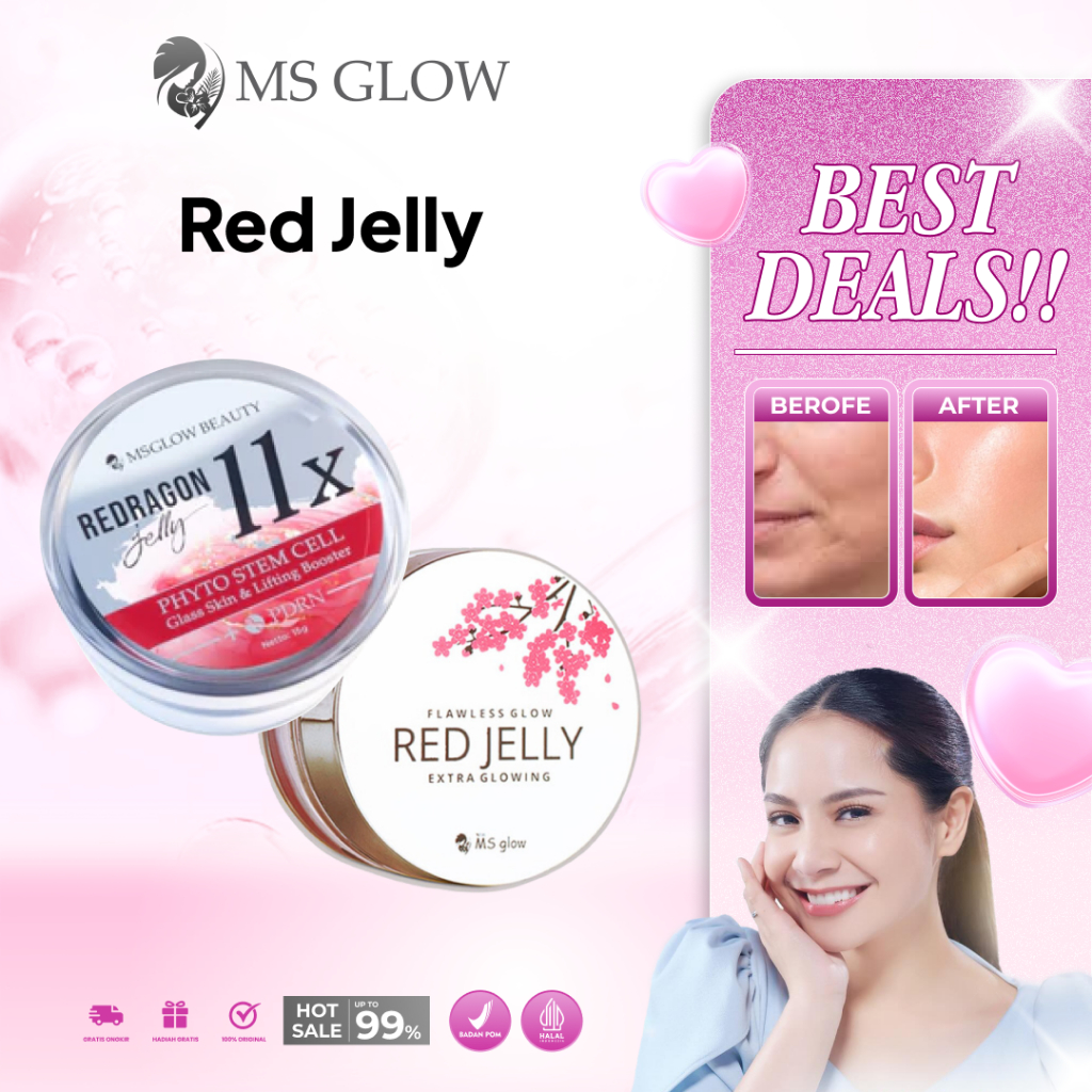 MS GLOW RED JELLY,DRAGON MENYAMARKAN PORI PORI KULIT KERING CEGAH MINYAK BERLEBIHAN ORIGINAL COD
