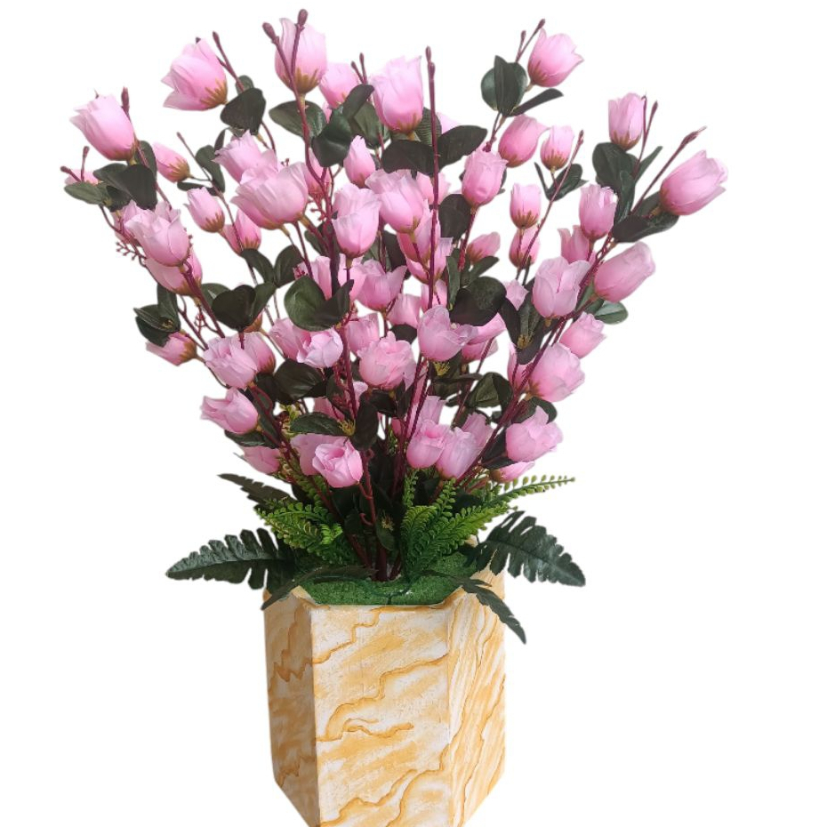 [Bunga set pot] bunga mawar grup jumbo kuntum 84 hiasan meja sudut ruangan/Bunga sudut meja ruangan/