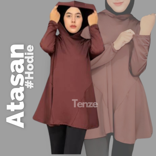Atasan Tunik Hoodie Wanita Casual Santai Hangout OOTD Olahraga Kekinian