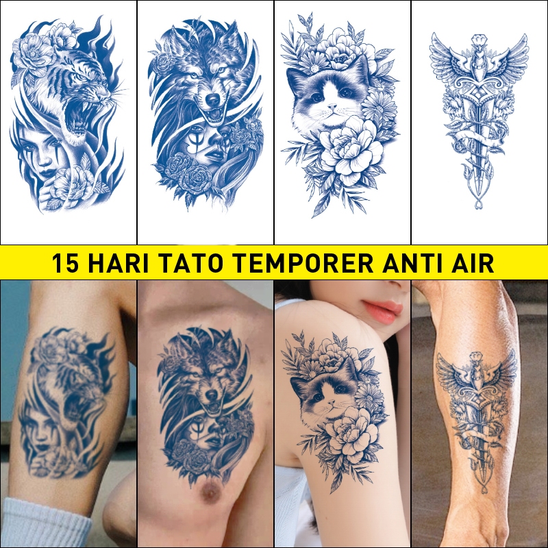 tato tahan air,Stiker tato untuk pria dan wanita/15 hari tato temporer anti air,Tato temporer tahan 