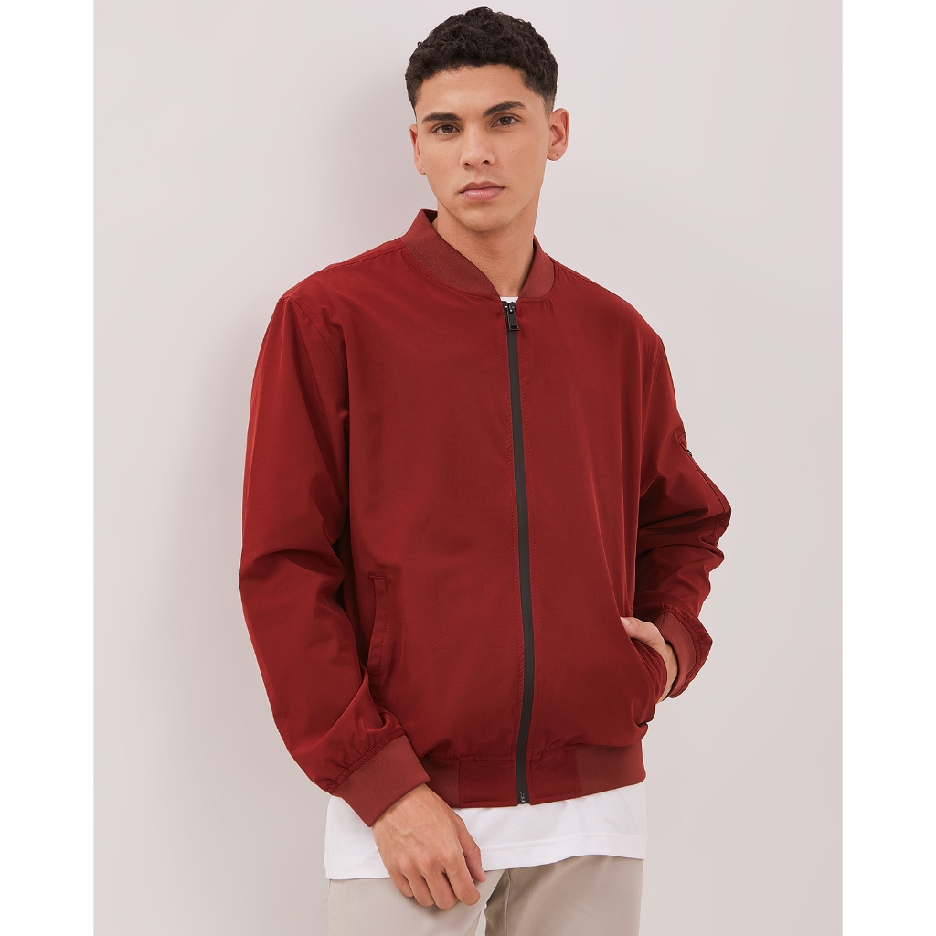 VALINO Jaket Bomber Merah Maroon Pria - V-DKCO07-D5