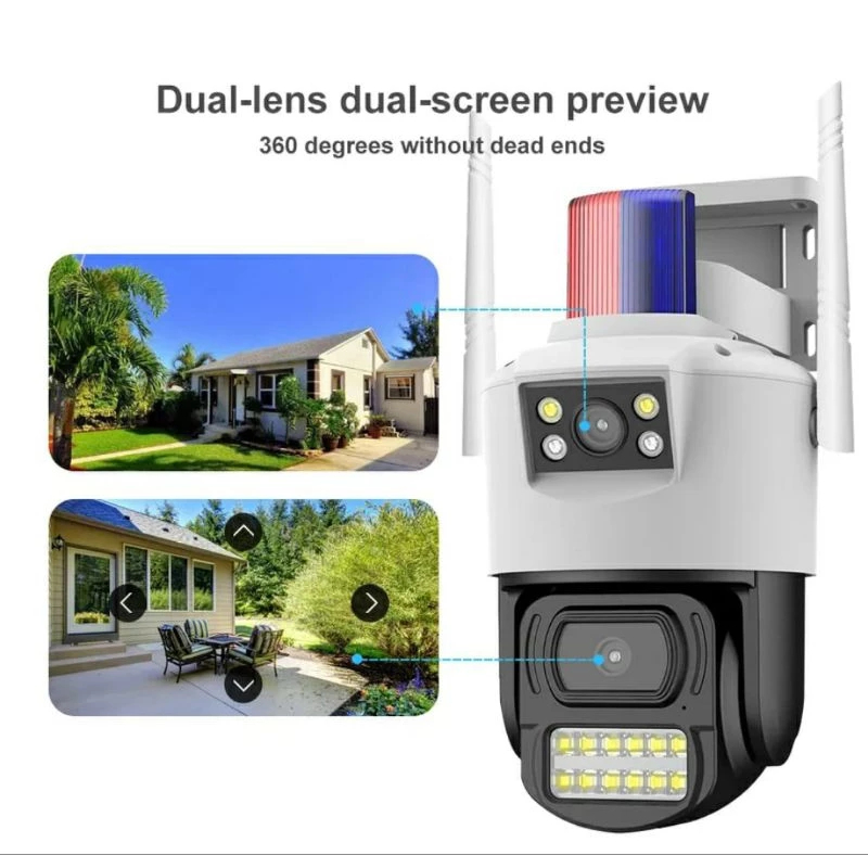 IP Camera CCTV Outdoor Wifi V380 8MP Double Lensa 360" PTZ Camera Double Lensa