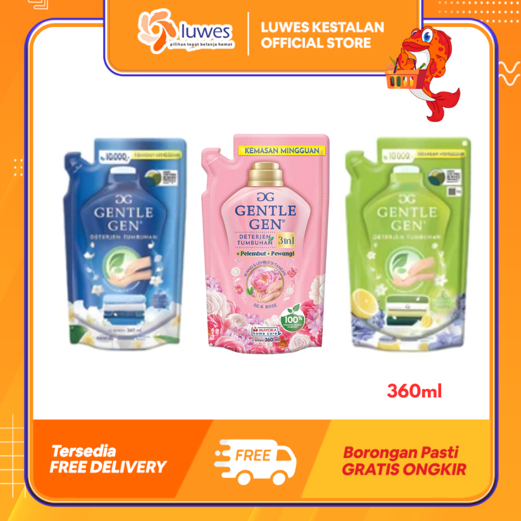 Gentle Gen Pouch Deterjen Cair 360 ml Biru/Pink/Hijau | Detergen Cair Gentle Gen Pouch | Gentle Gen 