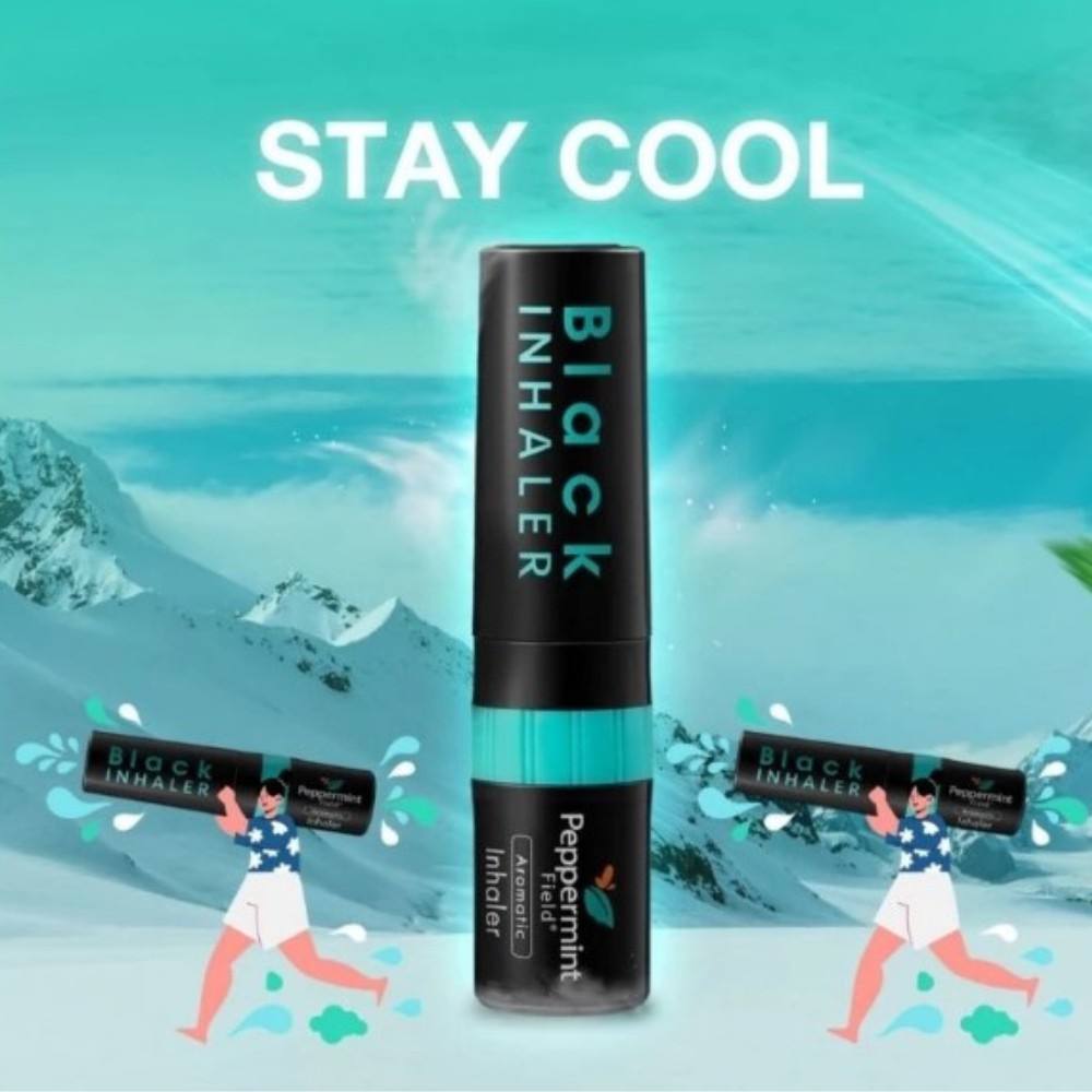 Inhaler Peppermint Field Black Thailand / Melegakan Pernafasan & Meredakan Pusing