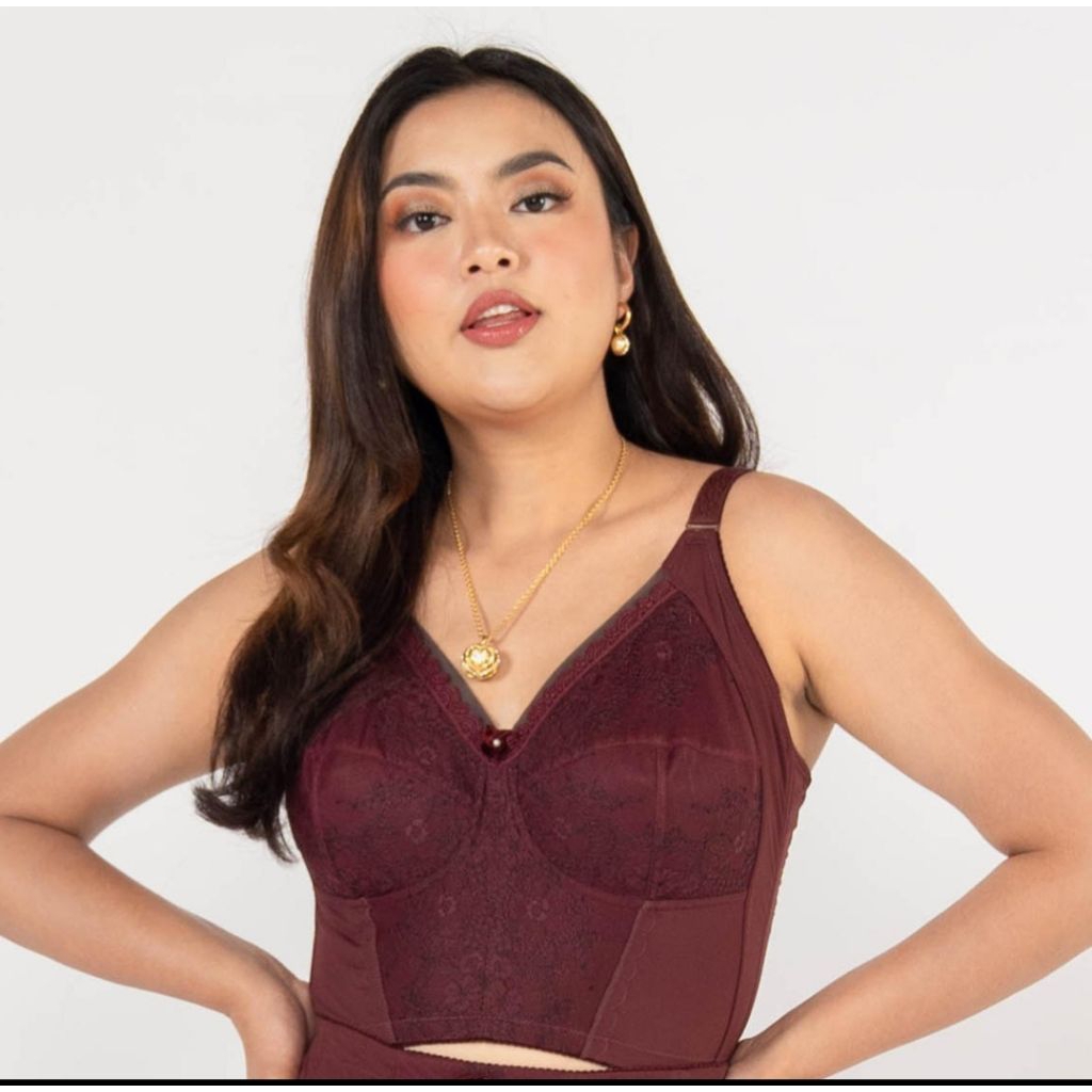 PROMO - FIORI Longbra IRENE Maroon | Bra Tanpa Kawat Tanpa Busa | Longbra Kait 7