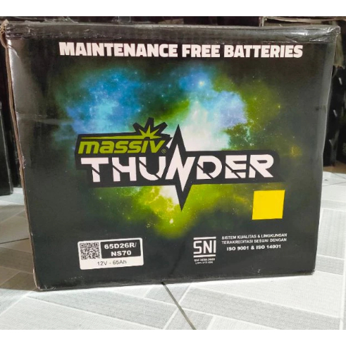 Aki Mobil Kijang Diesel Panther L-300 Merk Massiv Thunder MF Type NS70 (65 Ah)