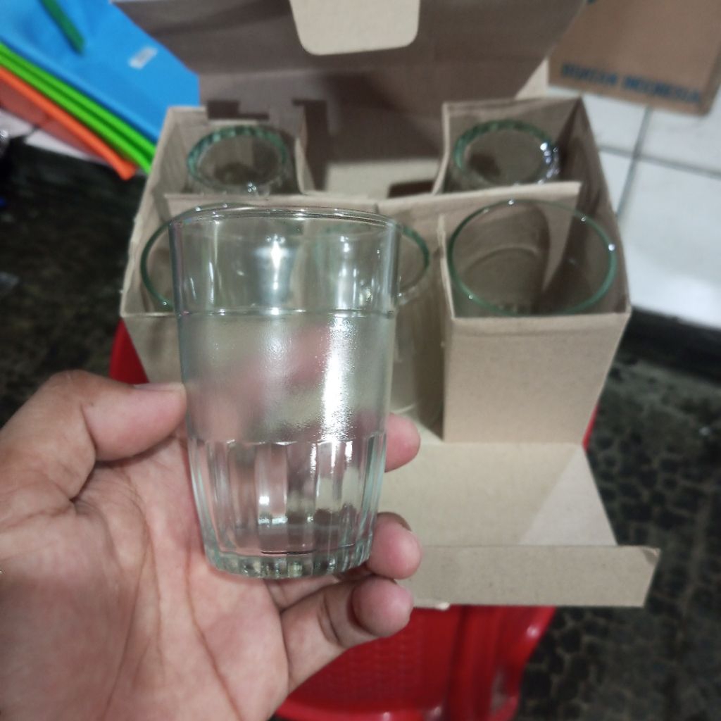 6pcs Gelas Kopi Kaca HS 9Gelas HS 9 Kaca – Tebal, Jernih, & Elegan Gelas HS 9 + Bubble wrap