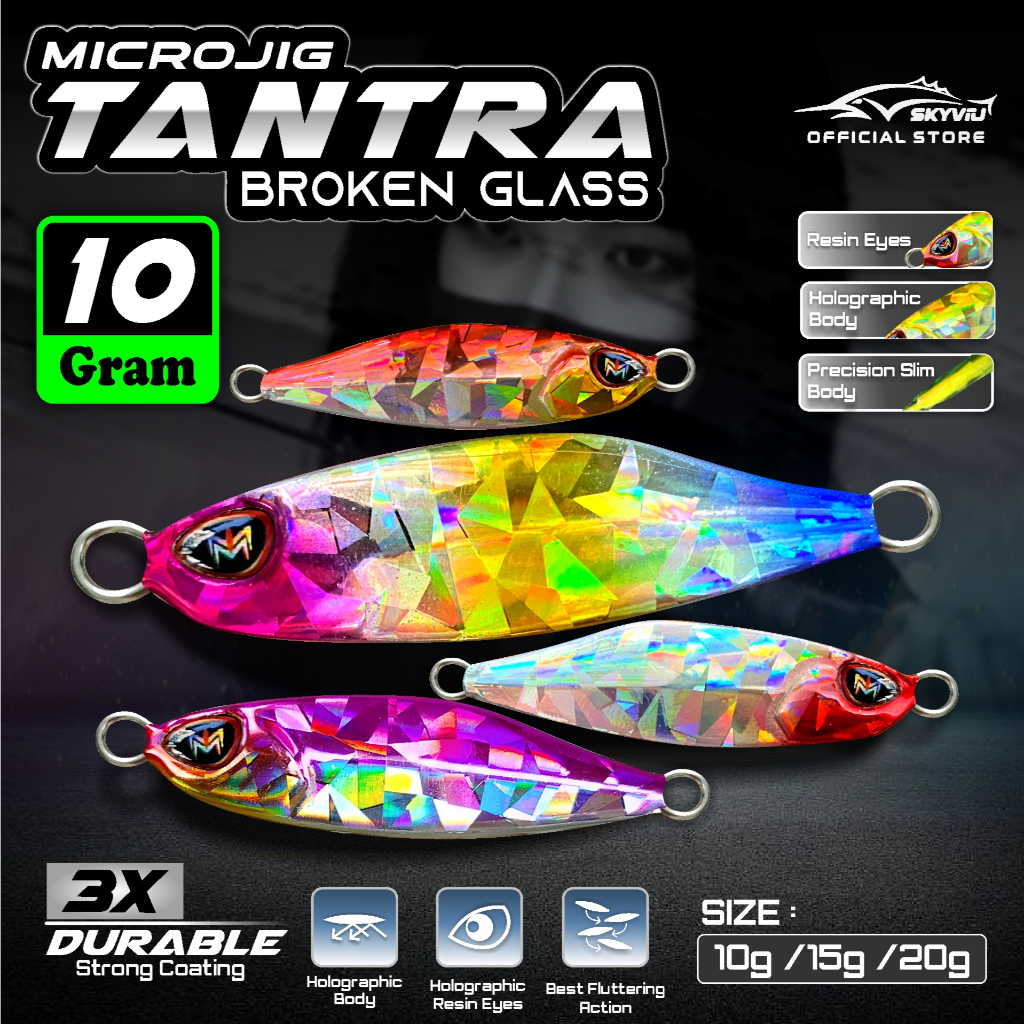 Metal Jig 10 Gram SKYVIU TANTRA Hologram Motif Kaca Micro Jig 10gr 10 gr UL Umpan Micro Jig 10 gram 