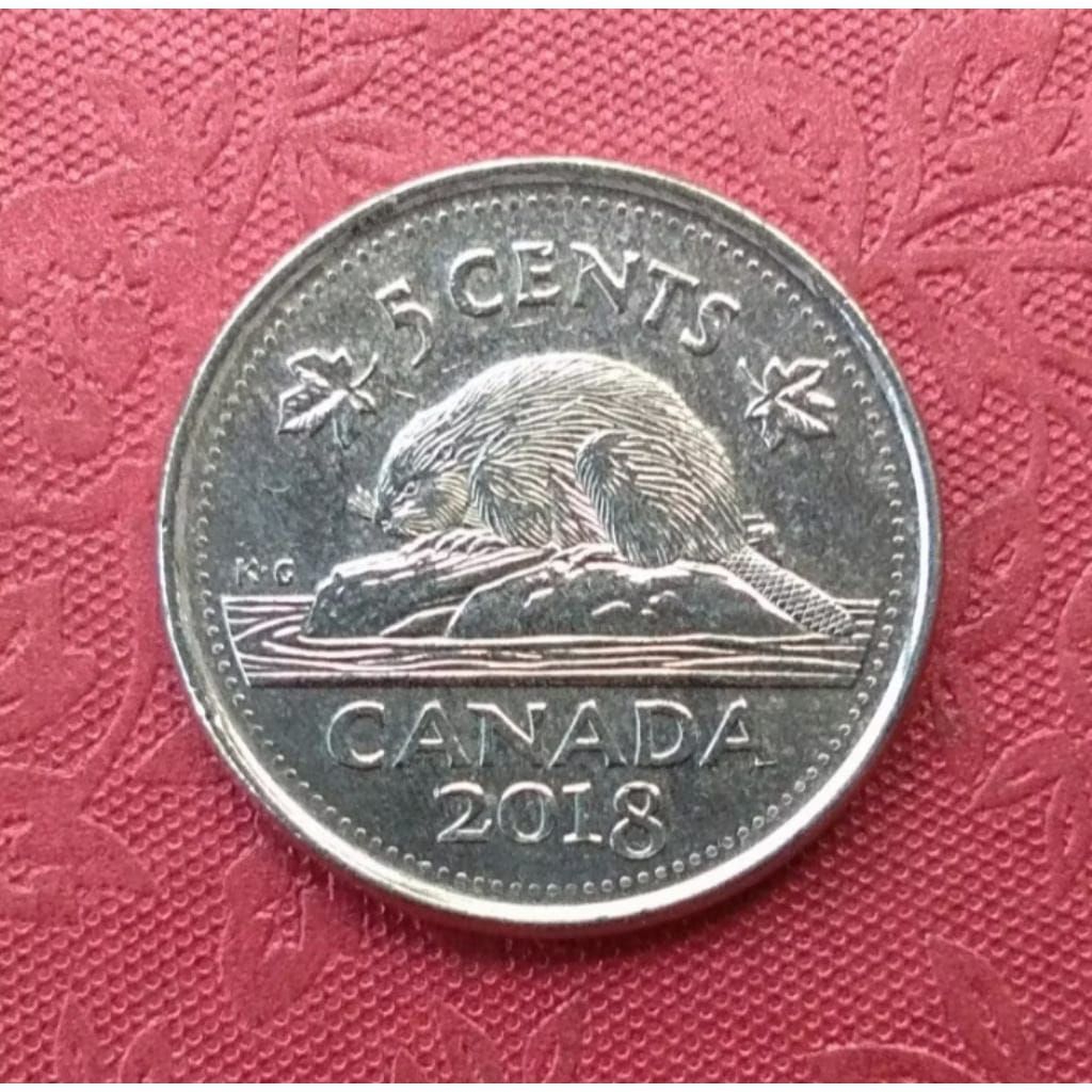 Koin 5 Cent Canada Kanada 2018 Koleksi Coin Lama Kuno Jadul Antik Langka Asing Luar Negeri Mancanega