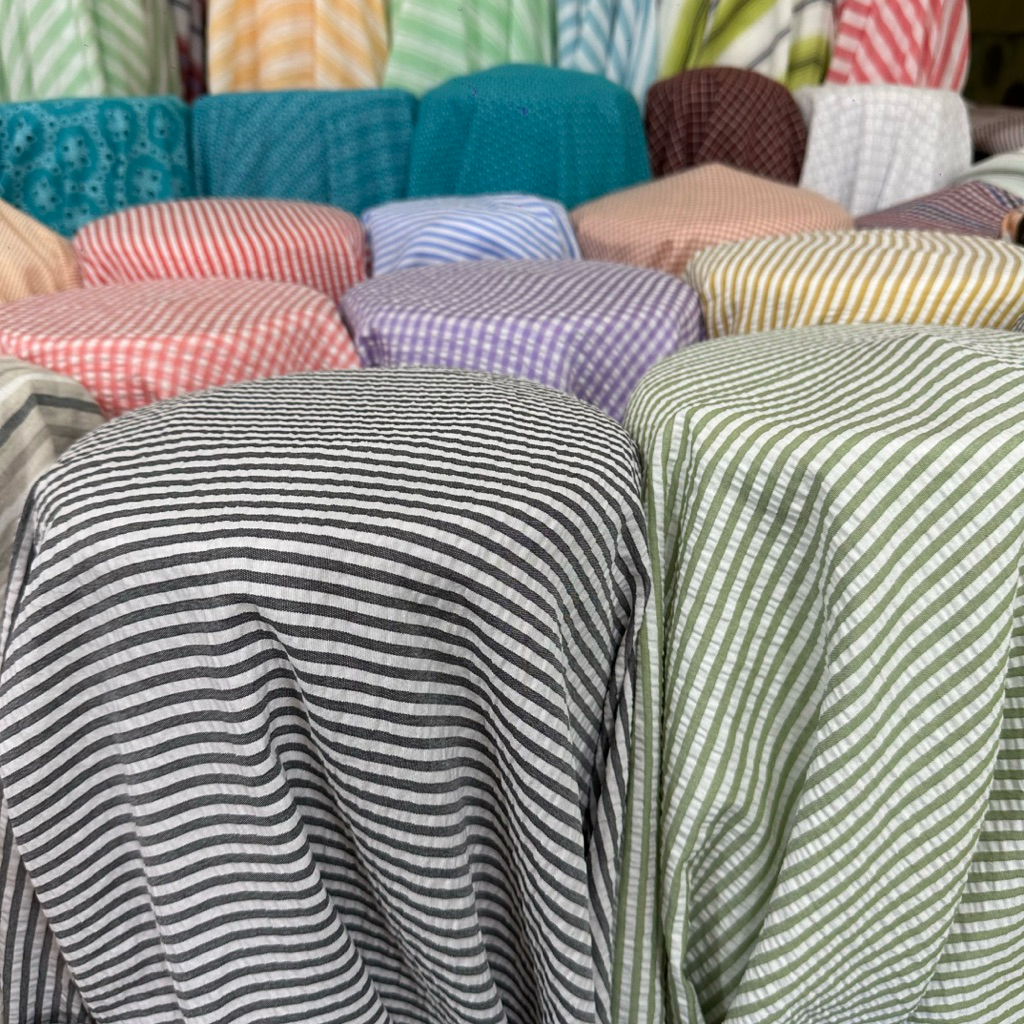 kain katun crinkle motif salur kotak