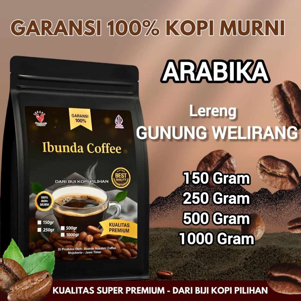 Ibunda Coffee - Biji Kopi Bubuk Arabika Gugung Welirang Murni Kualitas Terbaik - Kopi Arabica Lereng