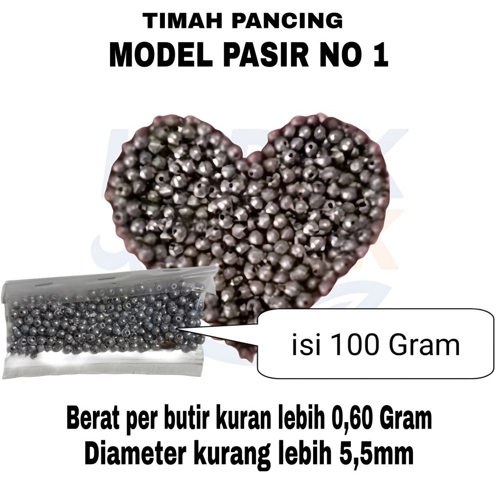 [ isi 1 ONS ] timah pancing model pasir no 1 berat perbutir 0,60 gram diameter 6mm cocok untuk ikan 