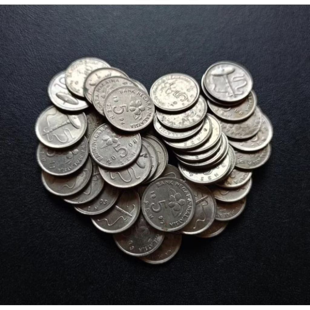 Koin 5 Sen Malaysia Campur tahun acak 5 Cent Malaysia Koleksi Uang Logam Coin Kuno Jadul Antik Langk
