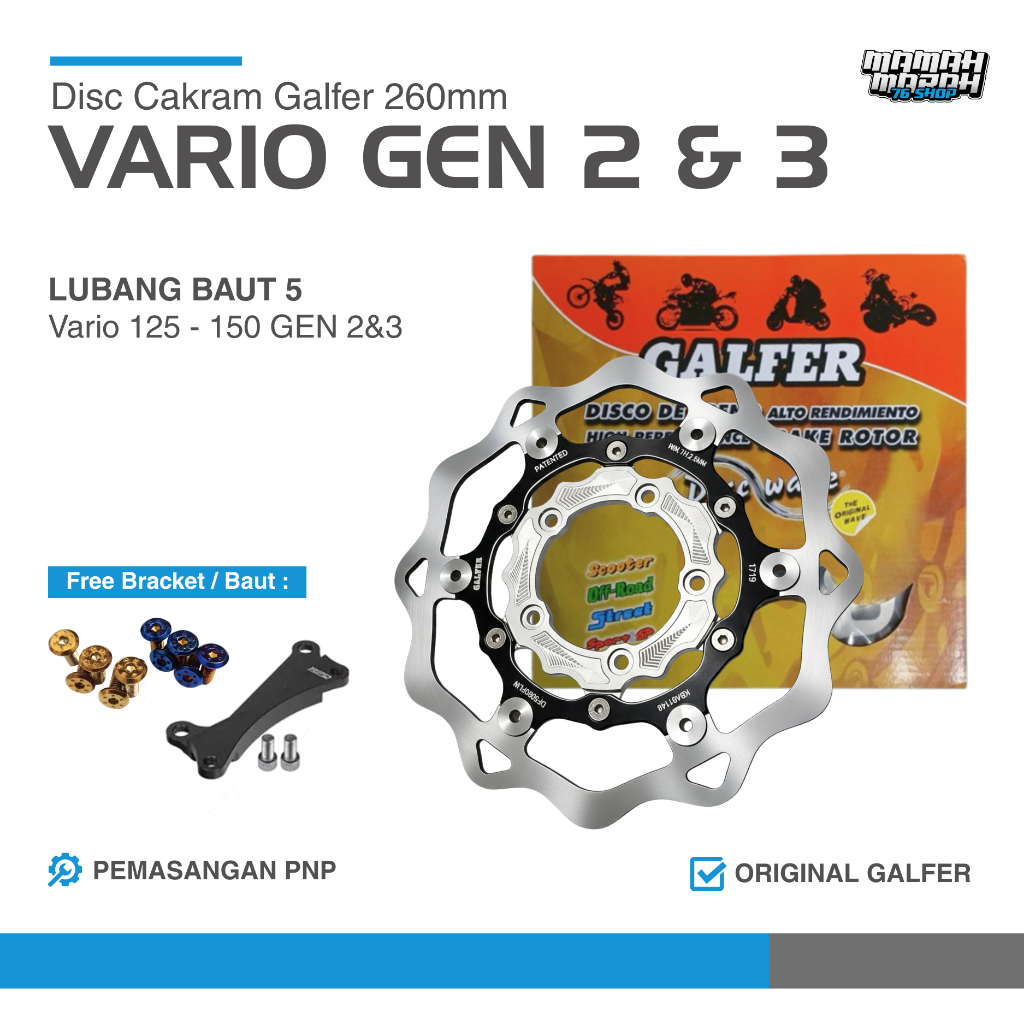 Piringan Cakram 260mm Galfer Lubang 5 Disc Galfer Vario GEN 2 GEN 3 Cakram Galfer Vario 125 150 gen2