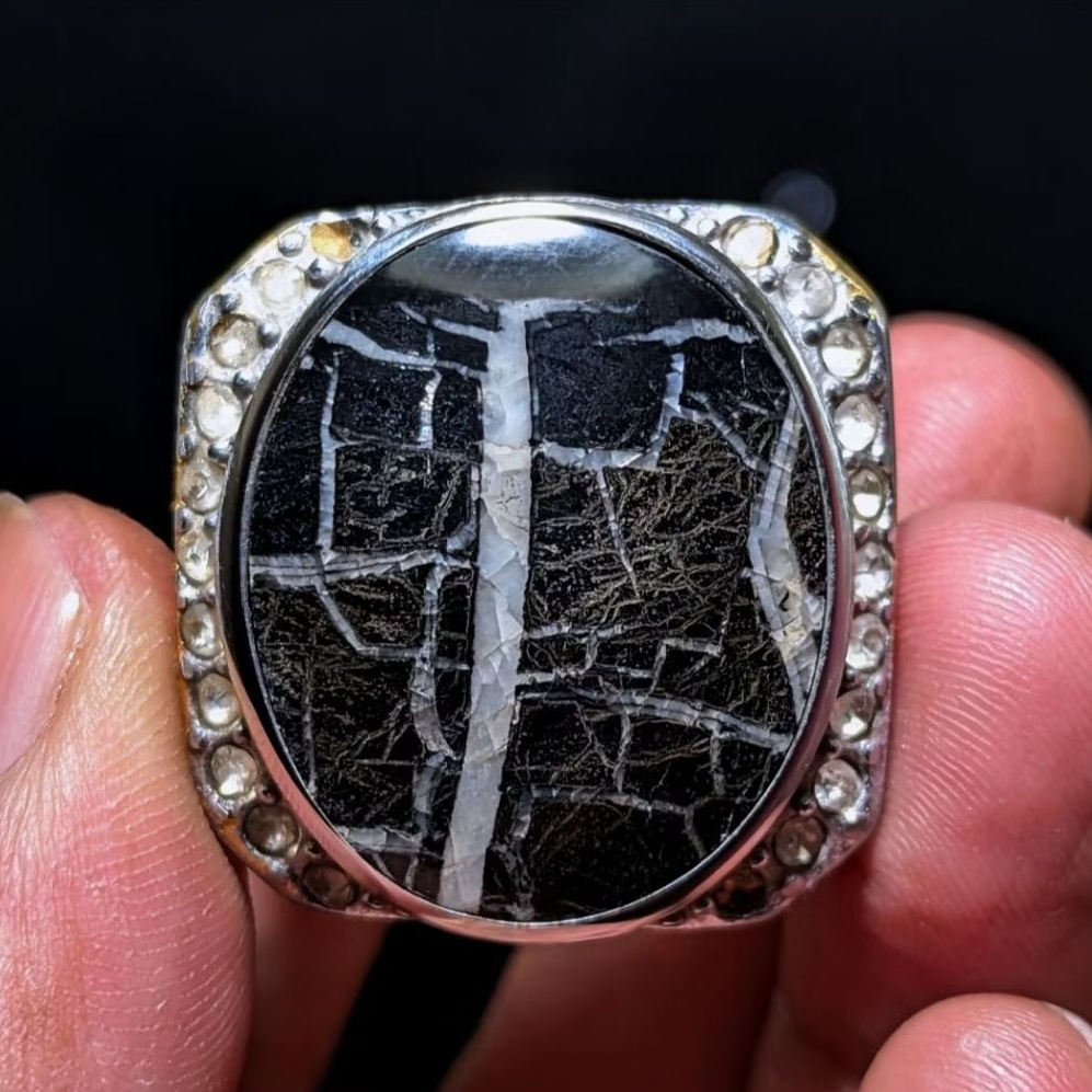 Cincin Batu Akik Garut Motif Unik Antik Langka, Kualitas Super Kristal, Cocok Untuk Kesehatan Dan Un