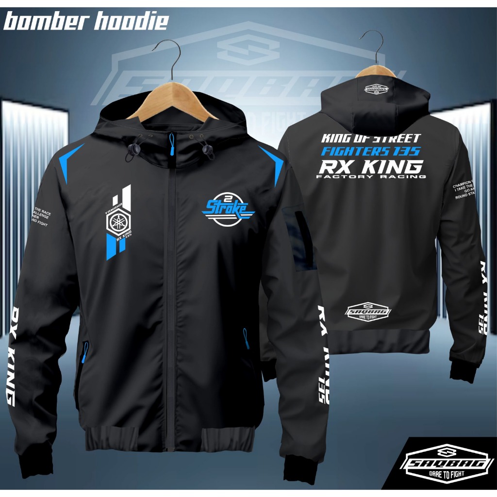 Jacket Bomber Hoodie Motor Rx King 135 2tak Abu Merah Jacket Waterproof