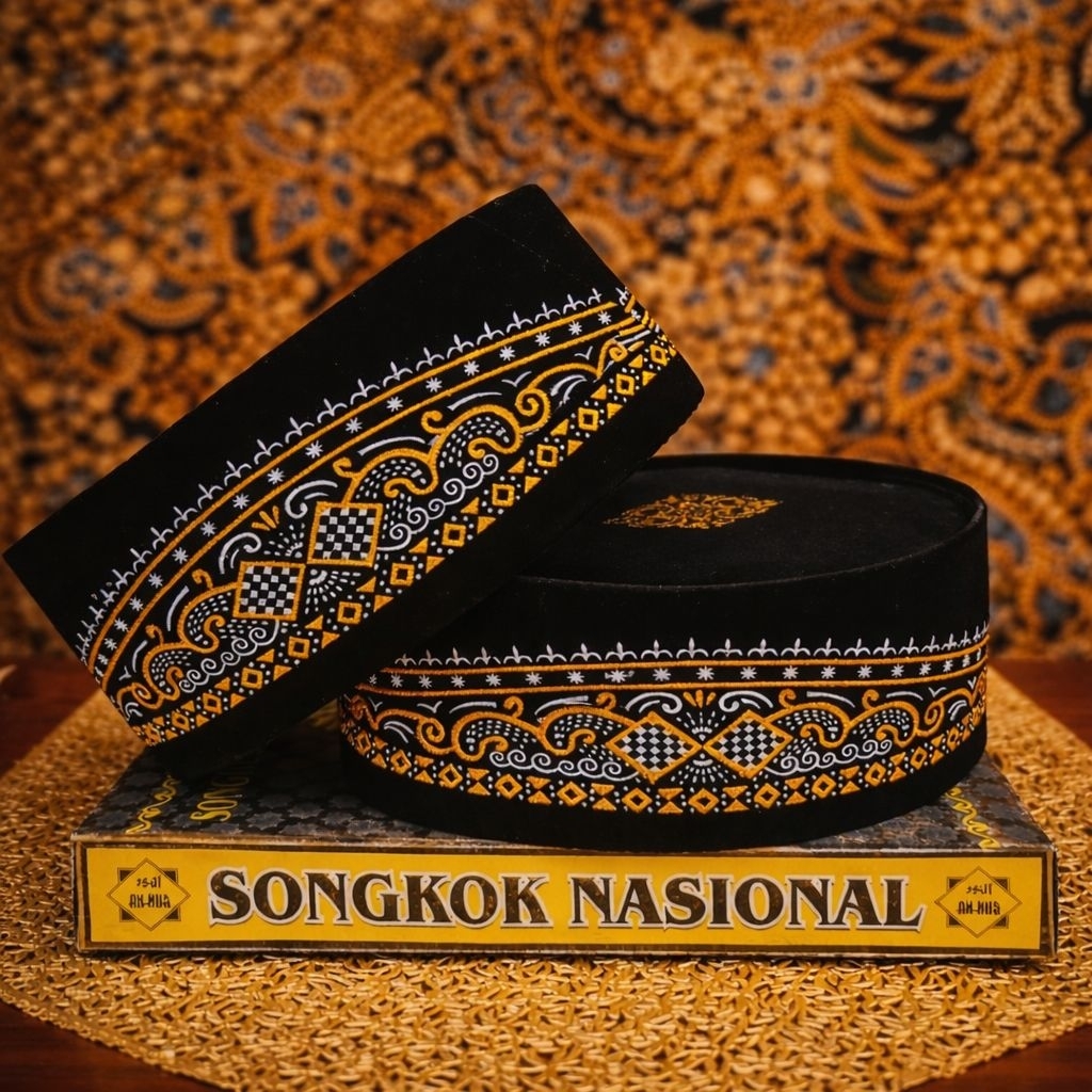 Songkok Nasional Hitam Batik Premium Peci Pria Emas Elegan Anak Dewasa Pria Muslim H.iming Awing BHS