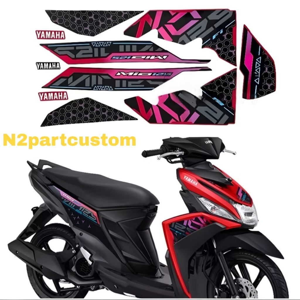 STIKER STRIPING MOTOR MIO M3 125 2025 MERAH HITAM
