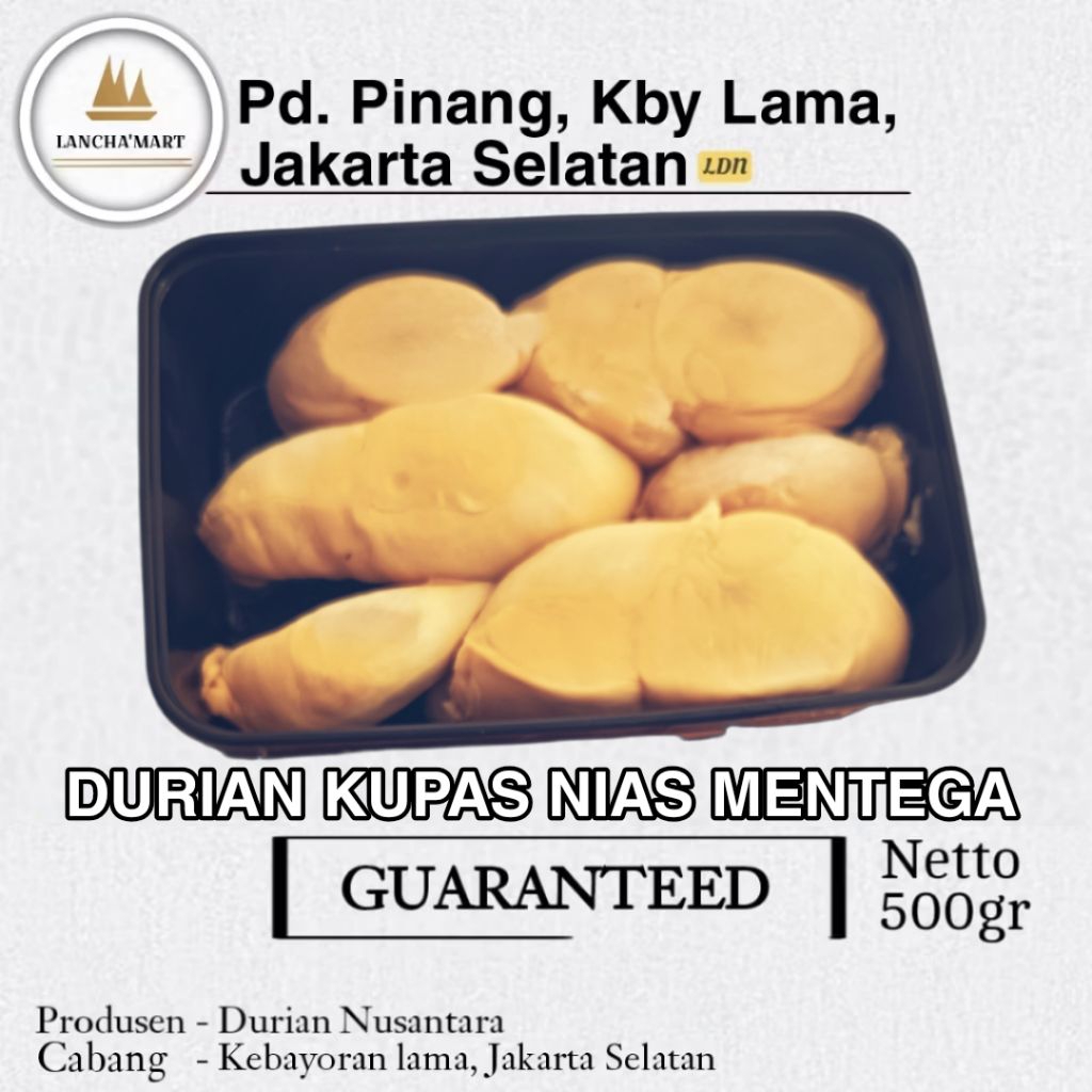 DURIAN KUPAS NIAS MENTEGA KEMASAN 500GRAM / DURPAS KUNING MANIS LEGIT / ASLI DURIAN KUPAS NIAS