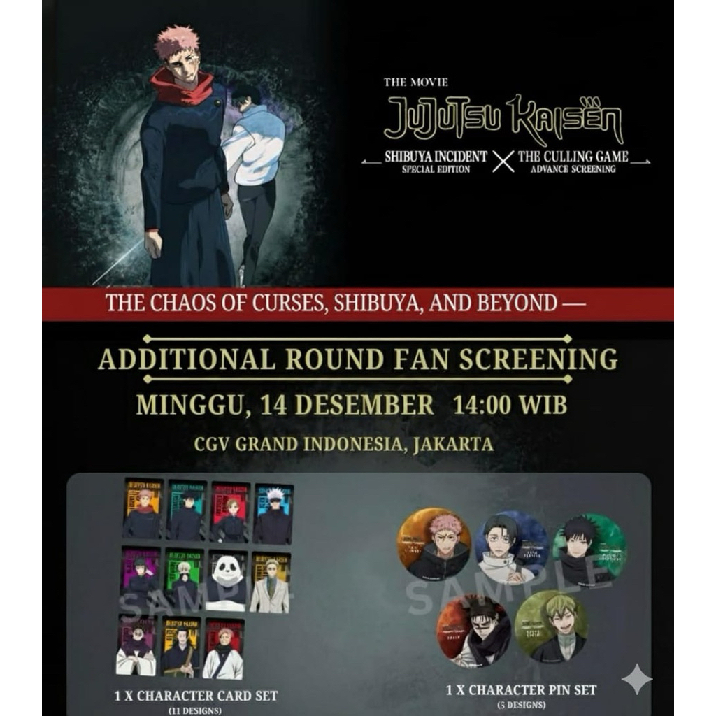 FAN SCREENING MERCH OFFICIAL JUJUTSU KAISEN x CGV | CARD & PIN