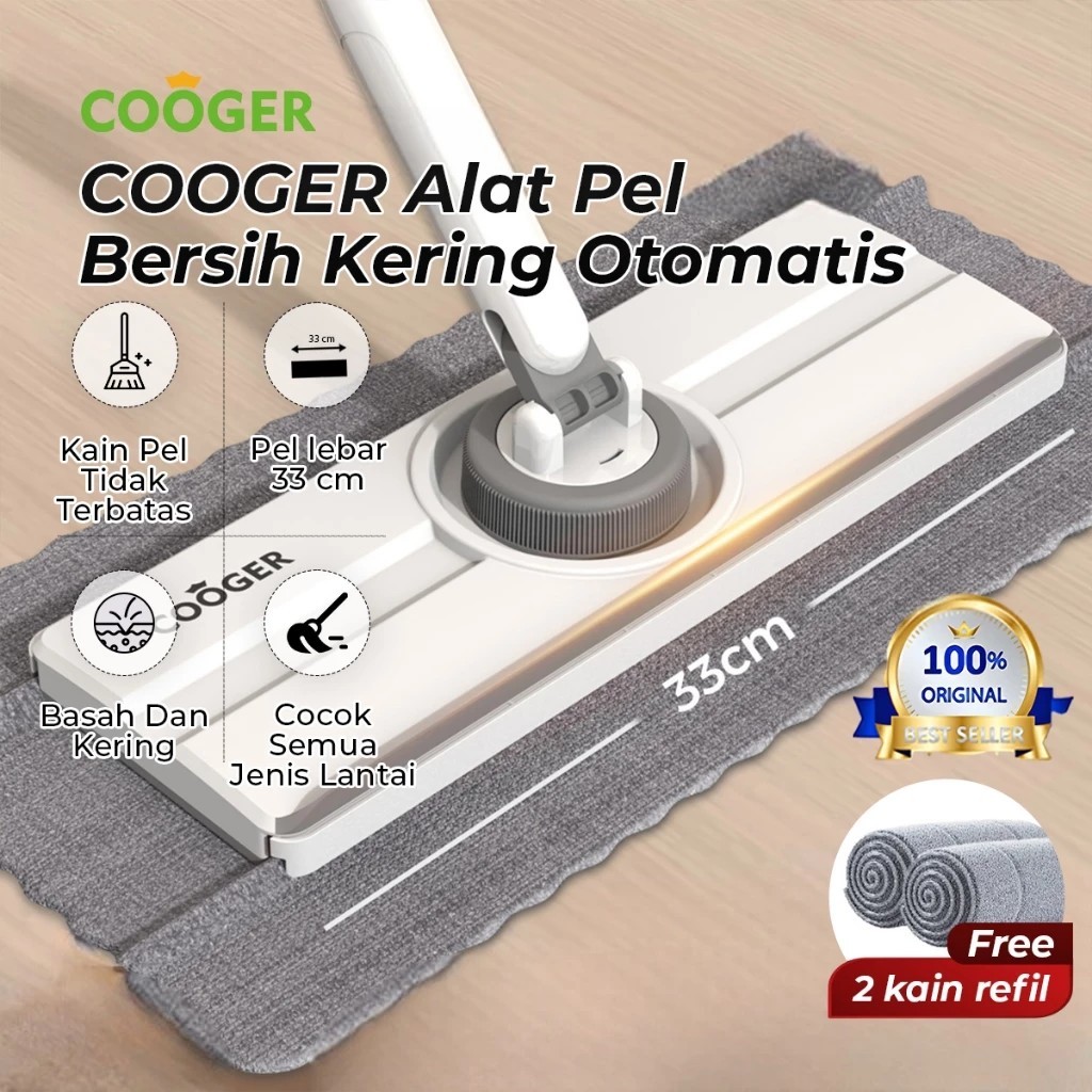 COOGER MEDAN Pel Jepit Kain 33cm Panel Besar - Premium Clip Mop - Alat Pembersih Lantai Basah & Keri