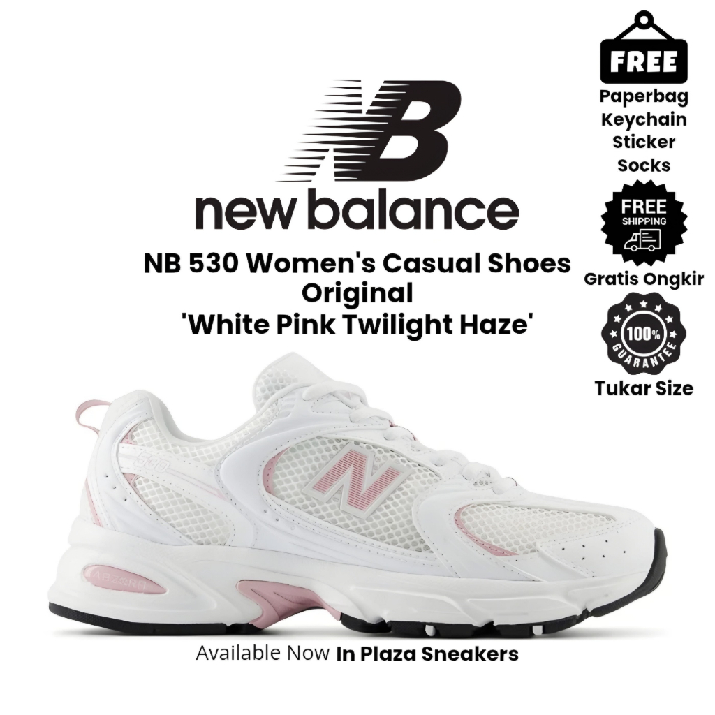 Sepatu Sneakers NB530 New BaIance 530 White Pink Twilight Haze Original