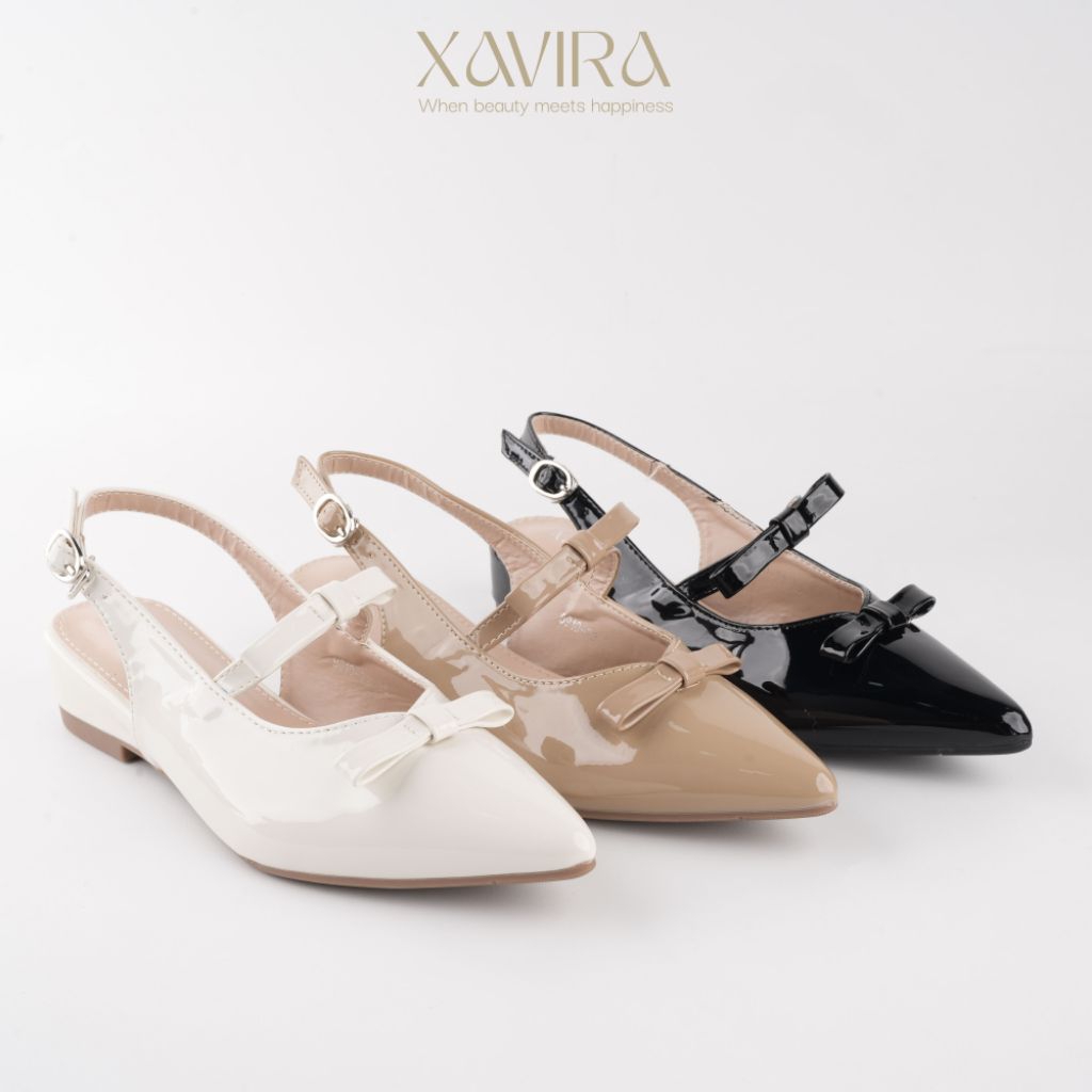 Xavira Mona Sepatu Import Wanita Sandal Kulit Sintetis Tali Belakang Wedges 2 cm