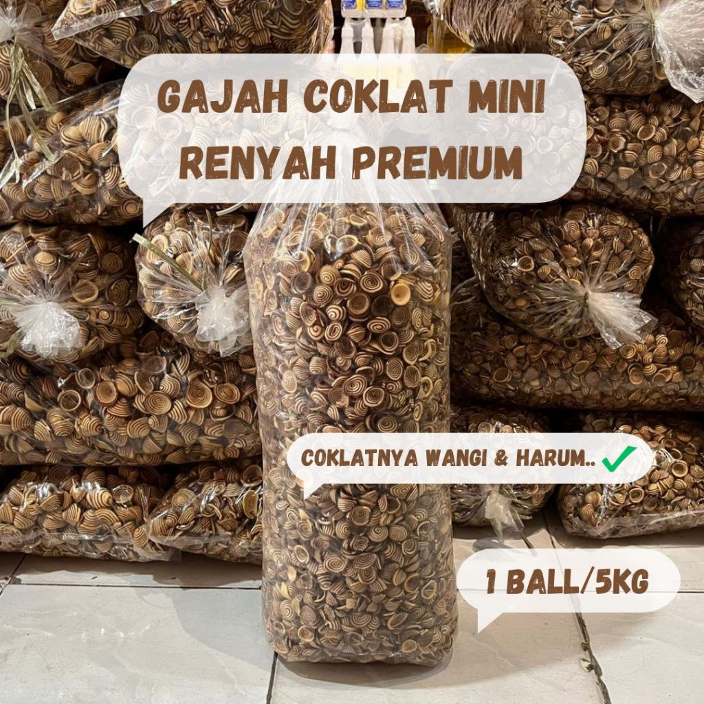 Grosir Snack Kiloan Gajah Coklat Mini Renyah Premium (1ball) 5kg