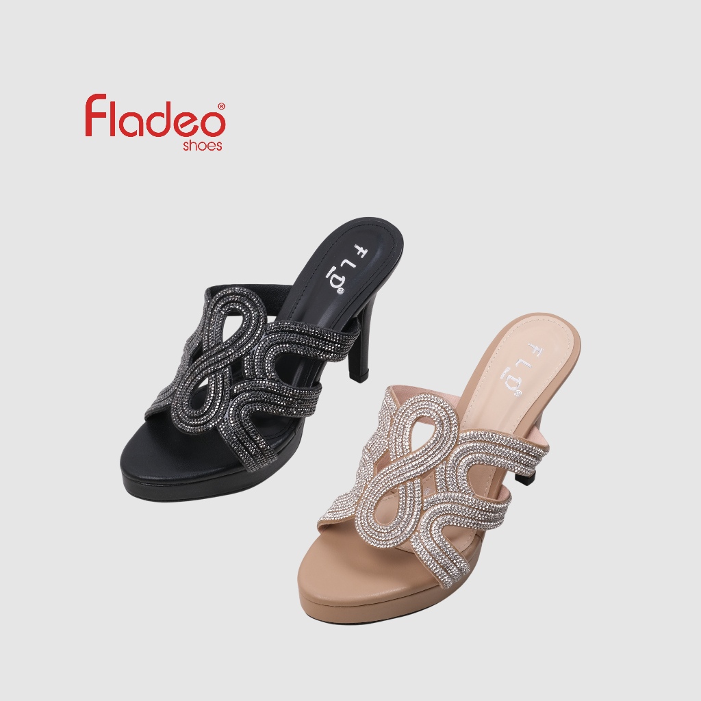Fladeo K24/LDFH789-1MS/Sandal Hak Tinggi Slide Wanita [ Heels Sandal ]
