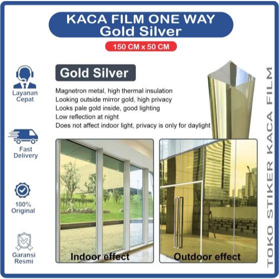 Kaca Film Jendela Rumah One Way Cermin Gold Silver