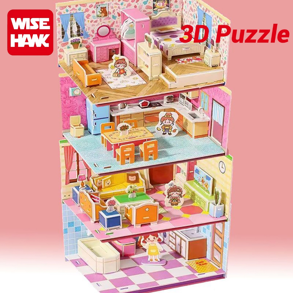 WISEHAWK DIY 3D Foam Puzzle Mainan Edukasi Anak Miniatur Interior Rumah Rumahan Bongkar Pasang BP