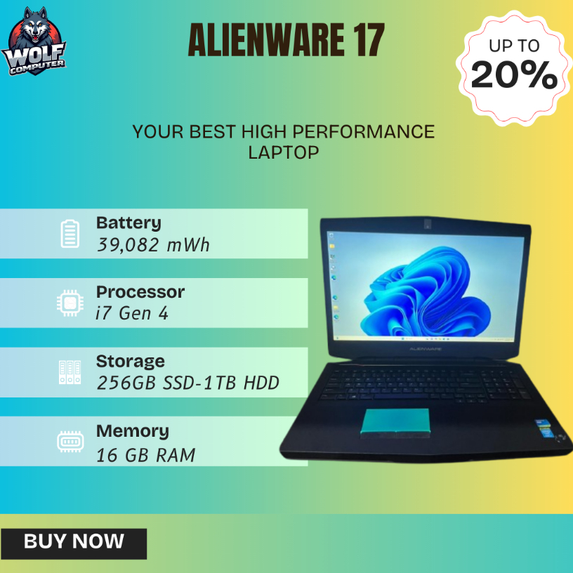 ALIENWARE 17 - 16GB/256GB/1TB - NVDIA GEFORCE GTX 860M - FREE MOUSE, BAG AND KEYBOARD PROTECTOR (Jik