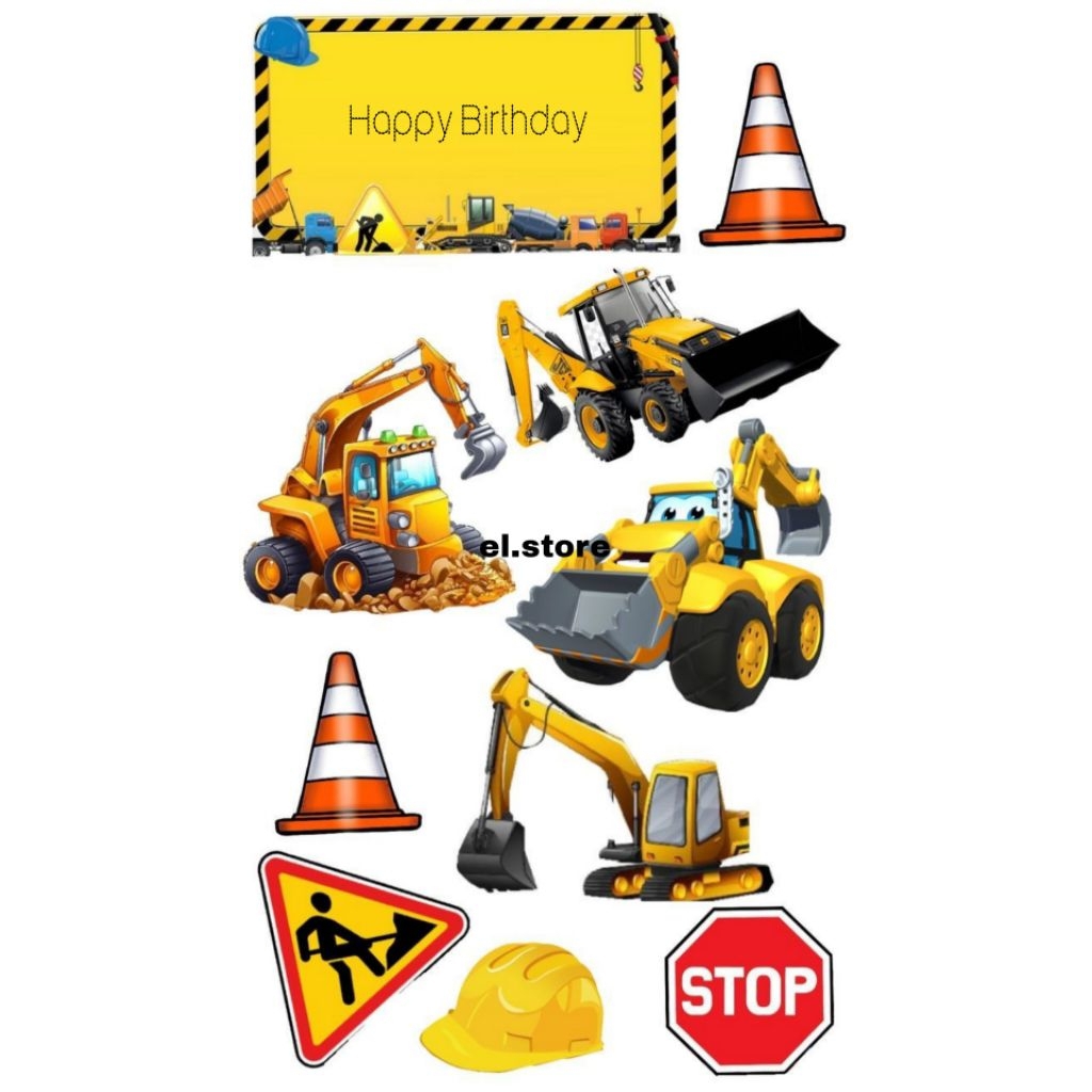 Topper Excavator/Topper Kue Ulang Tahun Excavator/Topper Cake Excavator